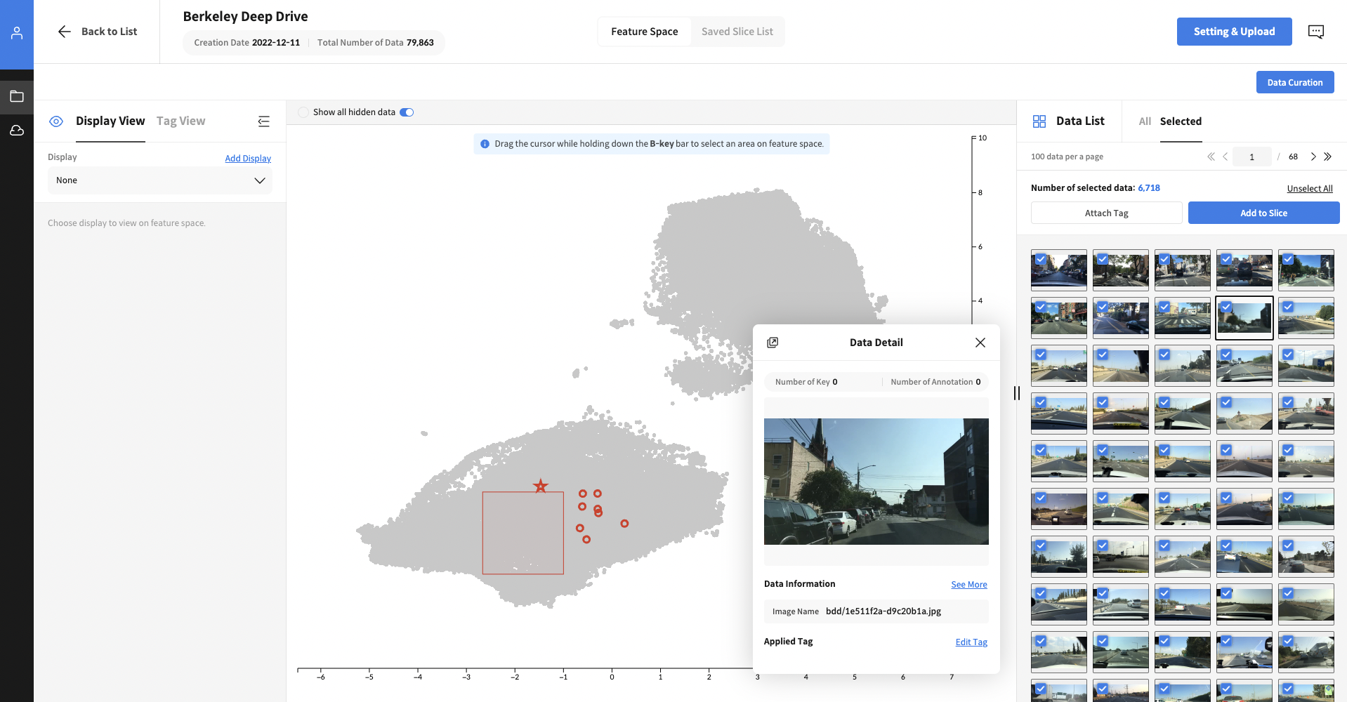 Combine area selection and clicks appropriately to check the data in the desired area!